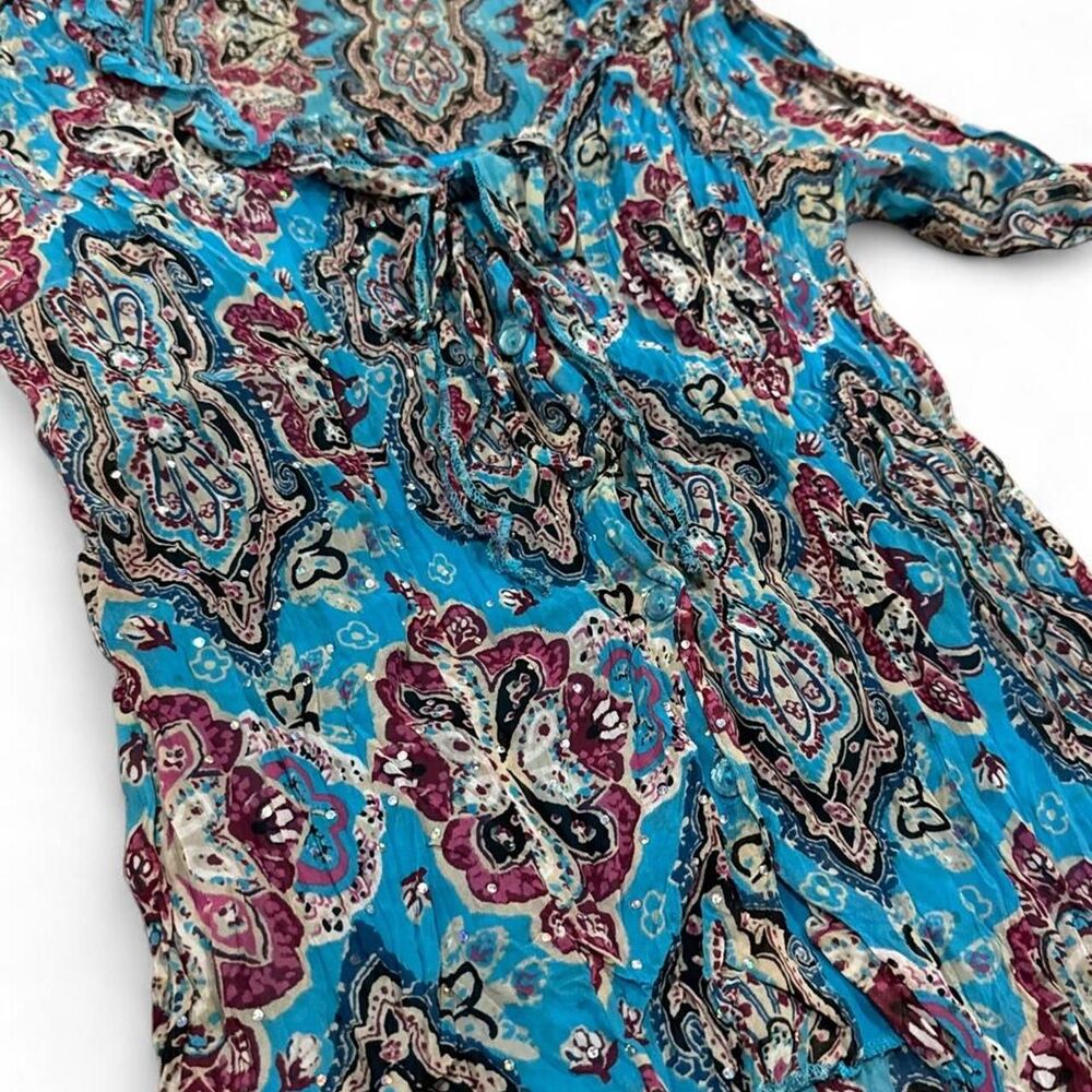 Vintage No Boundaries blue & pink paisley blouse